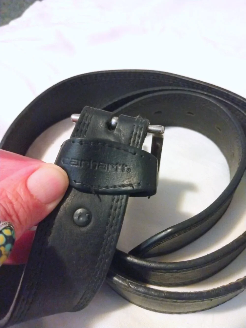 Carhartt Black Leather Belt Size 53 Workwear Utility Classic Rugged Minimalist